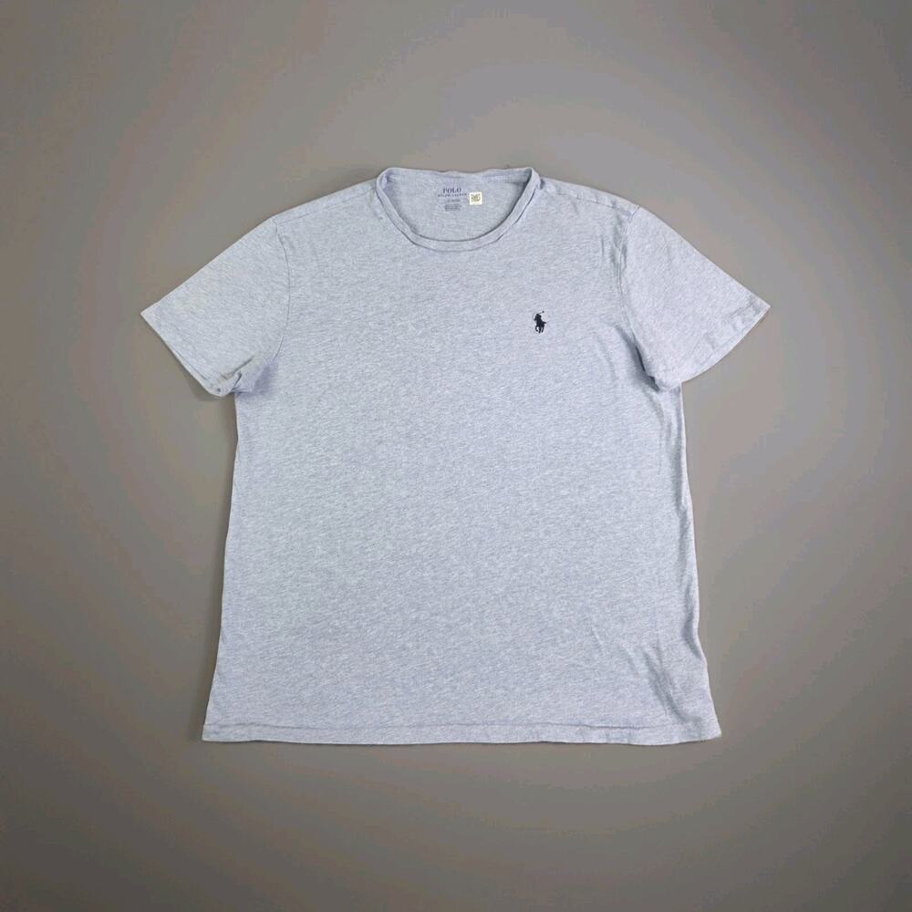 Polo Ralph Lauren T-Shirt Mens Sz L Blue Heathered Cotton Crewneck Pony Logo C40